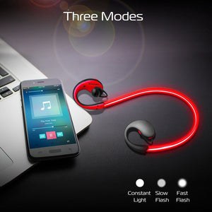 1Pc Wireless Sports Headsets Wireless V4.1 Neckband Earphones HD Stereo Sweat-proof Headphones Earbuds With  LED Light Mic 8Hrs Work Running