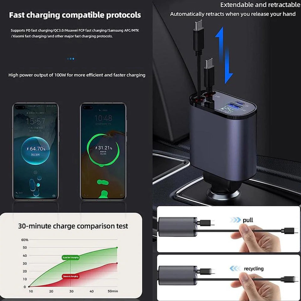 4 in 1 Retractable Charger شاحن قابل للسحب 4 في 1